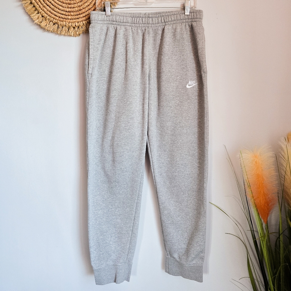 Nike Men Athletic Gym Workout Club Fleece Jogger Sweatpants SZ Large Swoosh Logo - Picture 9 of 9